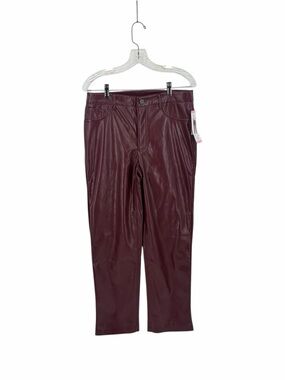 Joie Burgundy Vegan Leather Pants Womens Size 6 High Rise Straight Leg